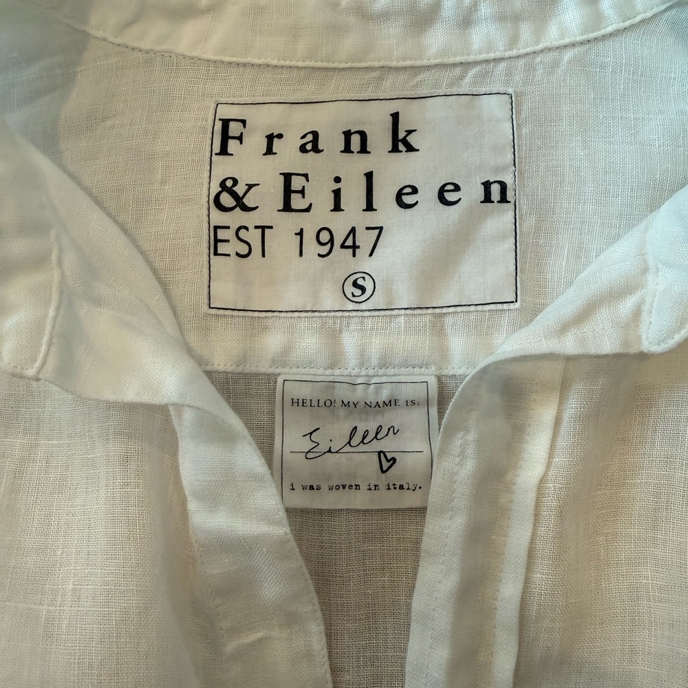Frank & Eileen ‘Eileen’ Linen White Button-Up Shirt - Picture 4 of 5